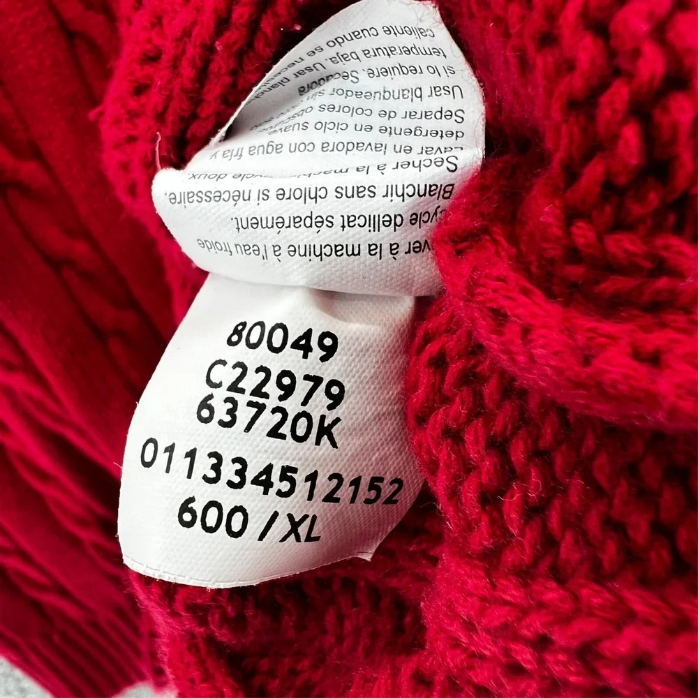 Vintage Y2k Chaps Ralph Lauren Men's‎ Red Cotton Cable Knit Pullover Sweater XL